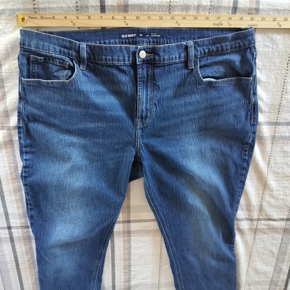 Old Navy Women's Mid Rise Boyfriend Blue Size 18 Preppy Grunge Minimalist - Picture 6 of 8